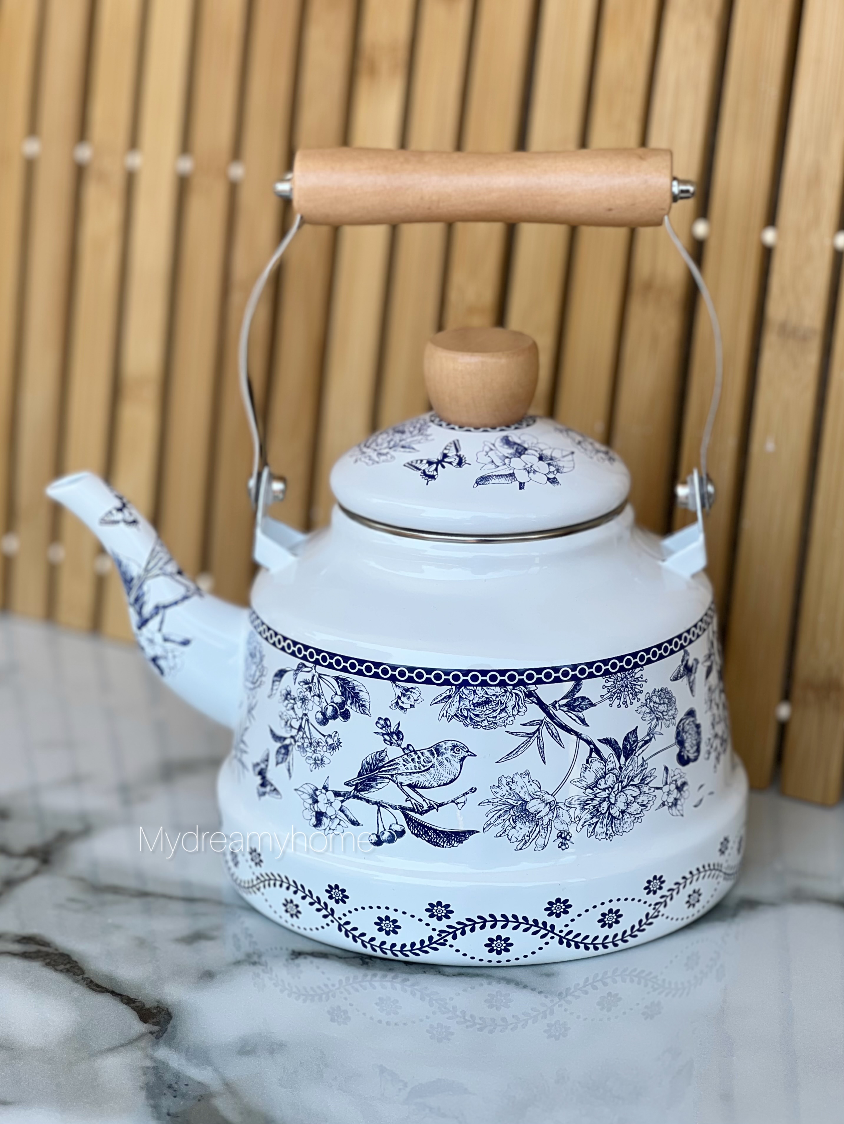 کتری لعابی گل و پرنده ۲/۵ لیتر