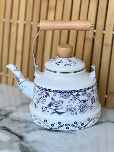 کتری لعابی گل و پرنده ۲/۵ لیتر
